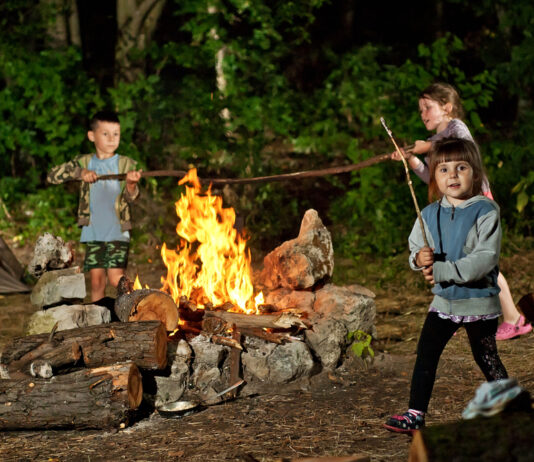 Kinder an einem Lagerfeuer